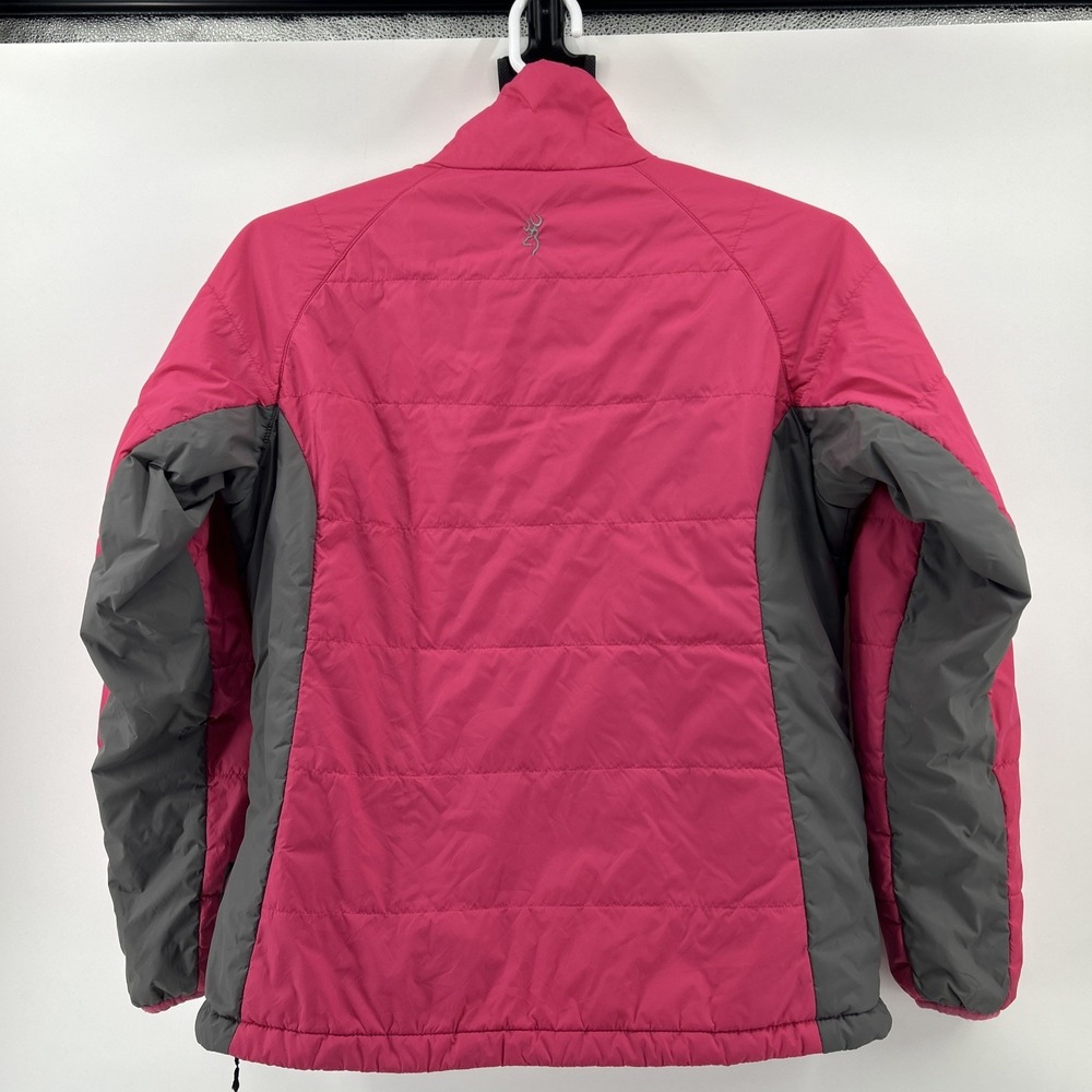 Browning Puffer Jacket Coat Women's Large Pink Gray Quilted Wind Water Resistant - Picture 3 of 12